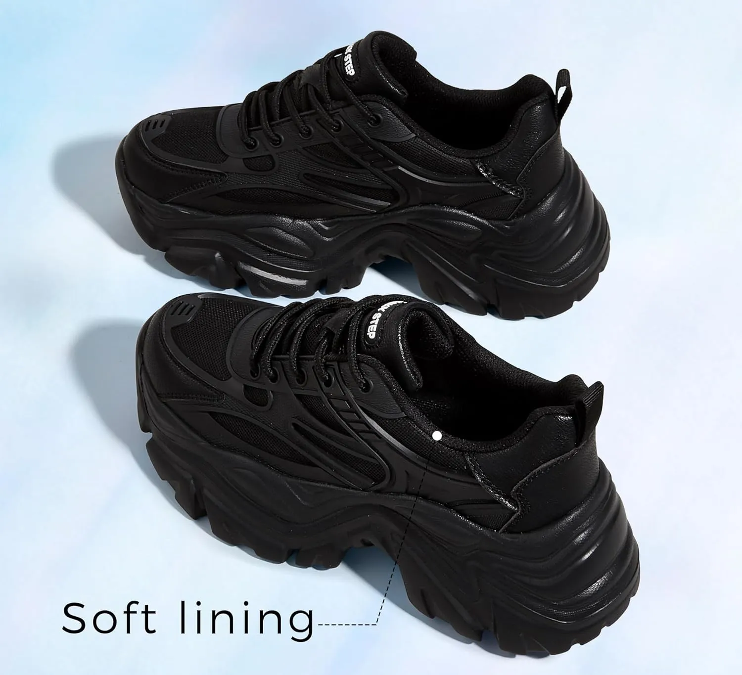 LUCKY STEP Chunky Sneakers for Women Platform Tennis Fashion White Dad Shoes Mesh Breathable Casual Wedge Lace Up Walking Sneakers