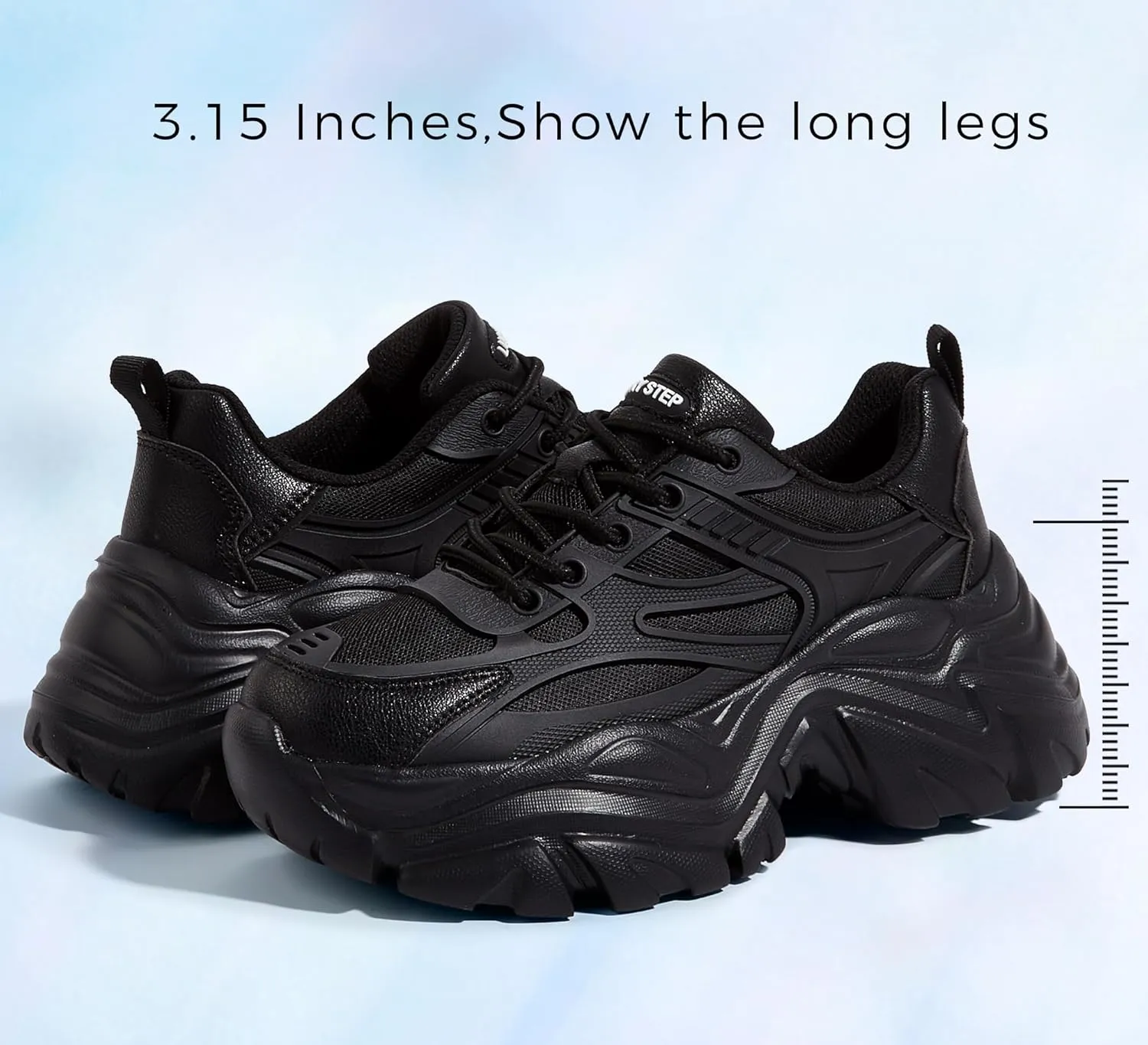 LUCKY STEP Chunky Sneakers for Women Platform Tennis Fashion White Dad Shoes Mesh Breathable Casual Wedge Lace Up Walking Sneakers