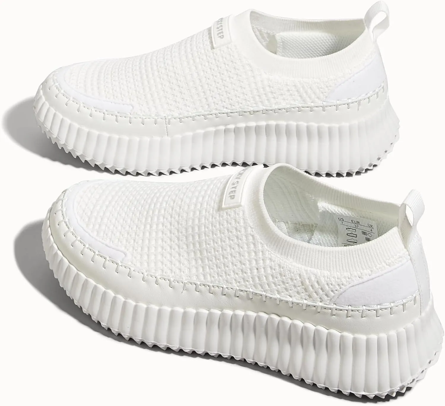LUCKY STEP Platform Sneakers for Women Slip on Knit Chunky Fashion Casual Retro Braided Tennis Lightweight Walking Shoes