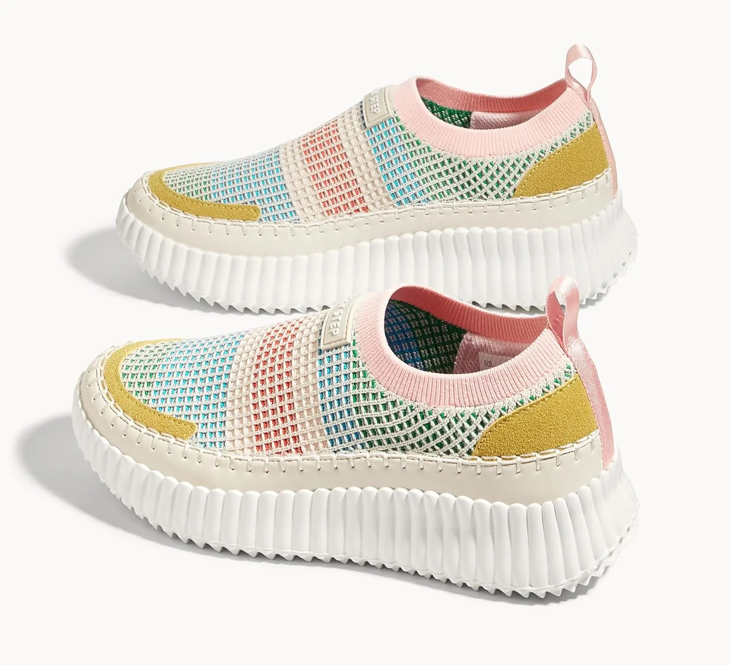 LUCKY STEP Platform Sneakers for Women Slip on Knit Chunky Fashion Casual Retro Braided Tennis Lightweight Walking Shoes