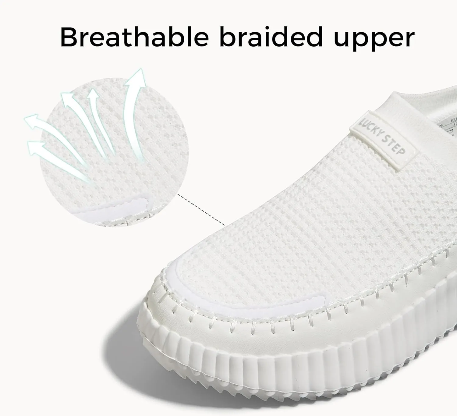 LUCKY STEP Platform Sneakers for Women Slip on Knit Chunky Fashion Casual Retro Braided Tennis Lightweight Walking Shoes