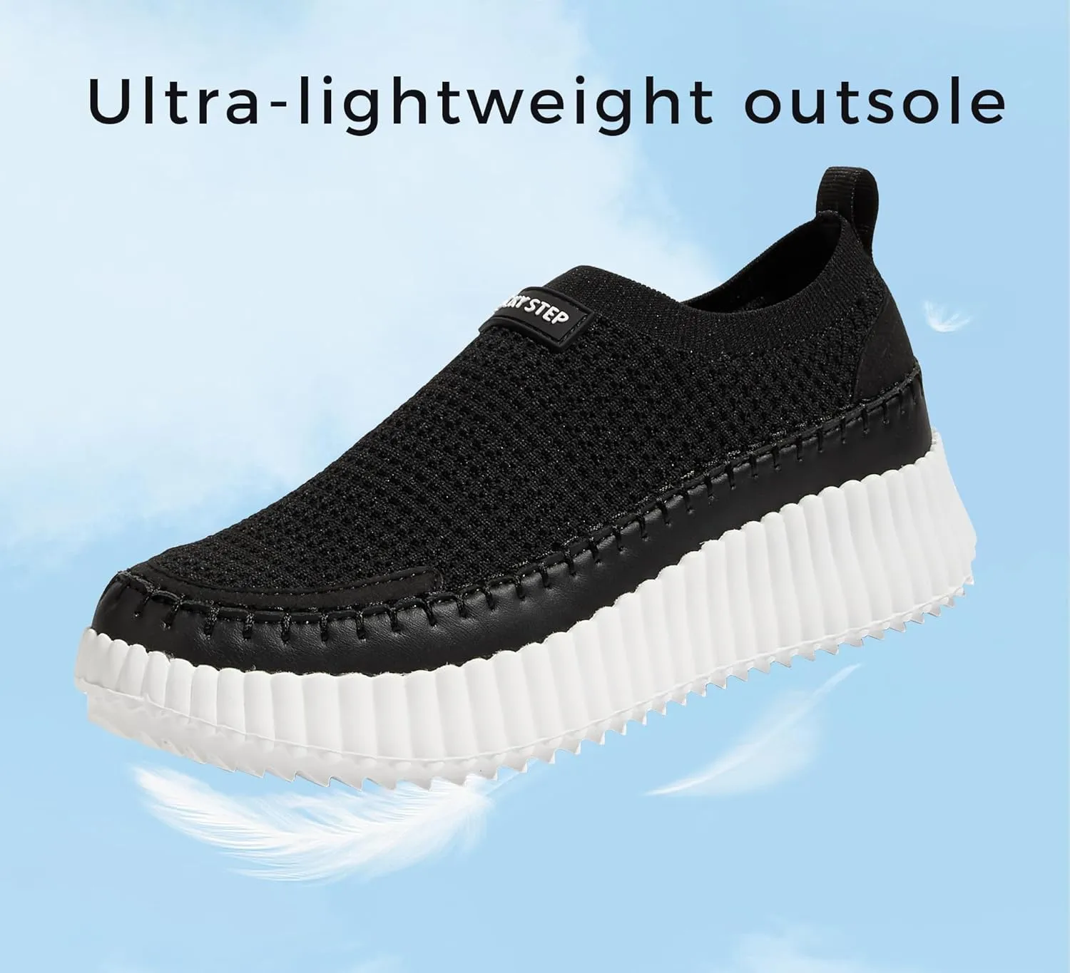 LUCKY STEP Platform Sneakers for Women Slip on Knit Chunky Fashion Casual Retro Braided Tennis Lightweight Walking Shoes