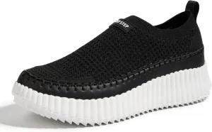 LUCKY STEP Platform Sneakers for Women Slip on Knit Chunky Fashion Casual Retro Braided Tennis Lightweight Walking Shoes