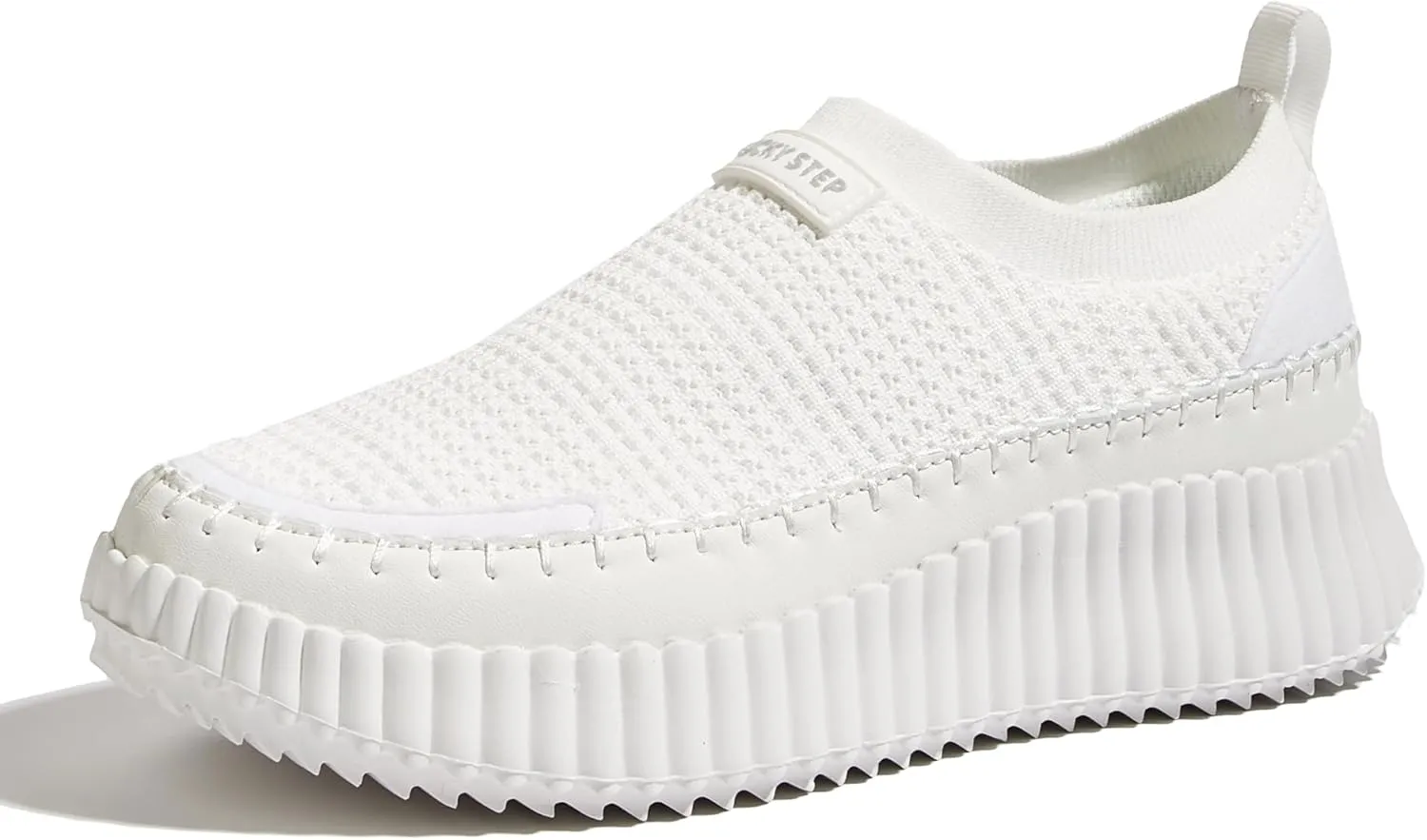 LUCKY STEP Platform Sneakers for Women Slip on Knit Chunky Fashion Casual Retro Braided Tennis Lightweight Walking Shoes