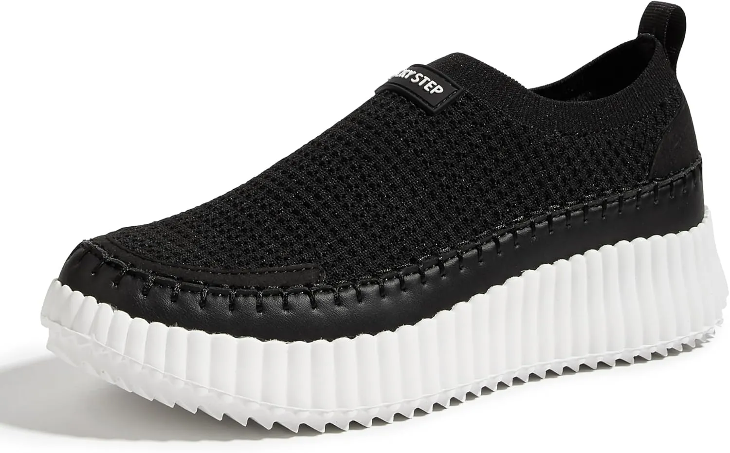 LUCKY STEP Platform Sneakers for Women Slip on Knit Chunky Fashion Casual Retro Braided Tennis Lightweight Walking Shoes