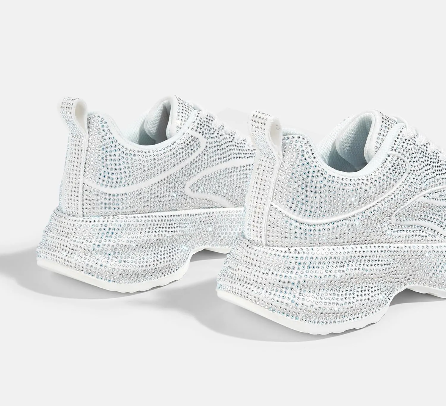 LUCKY STEP Rhinestone Chunky Sneakers for Women Fashion Platform Sparkly Dad Casual Shoes Lightweight Tennis Walking Sport Footwear