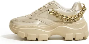 LUCKY STEP Women Chunky Platform Dad Colorblock White Neon Green Fuchsia Hologram Silver Casual Lace-Up Walking Sneakers