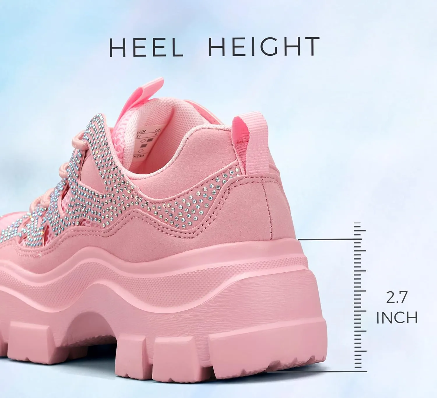 LUCKY STEP Women Chunky Platform Dad Colorblock White Neon Green Fuchsia Hologram Silver Casual Lace-Up Walking Sneakers