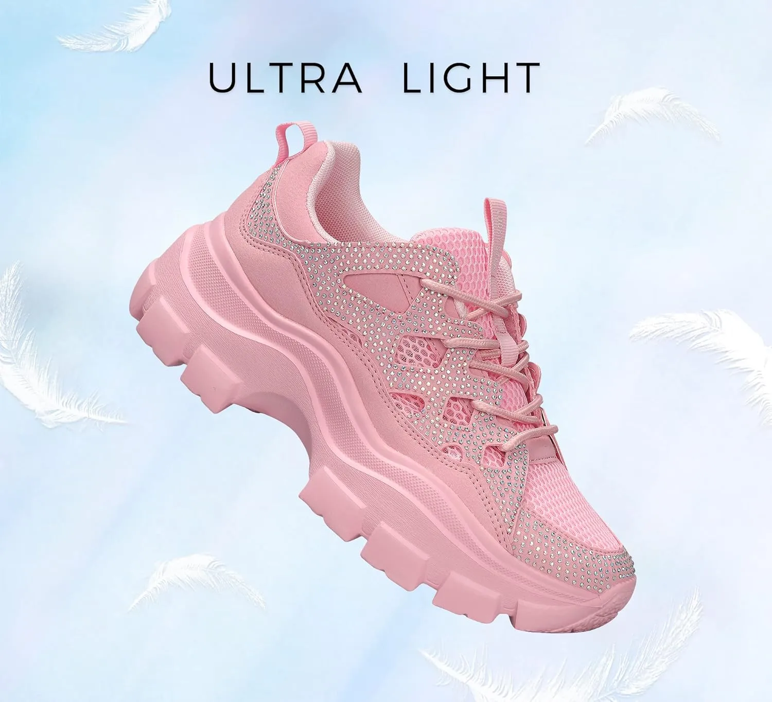 LUCKY STEP Women Chunky Platform Dad Colorblock White Neon Green Fuchsia Hologram Silver Casual Lace-Up Walking Sneakers