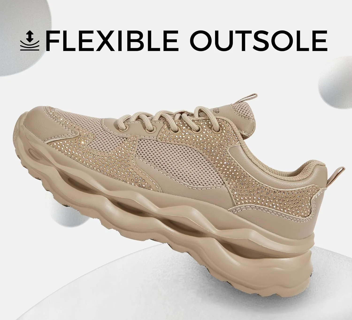 LUCKY STEP Women 's Chunky Sneakers 90s Fashion Thick Dad Rave Sparkly Bling Rhinestone Platform Casual Running Walking Shoes