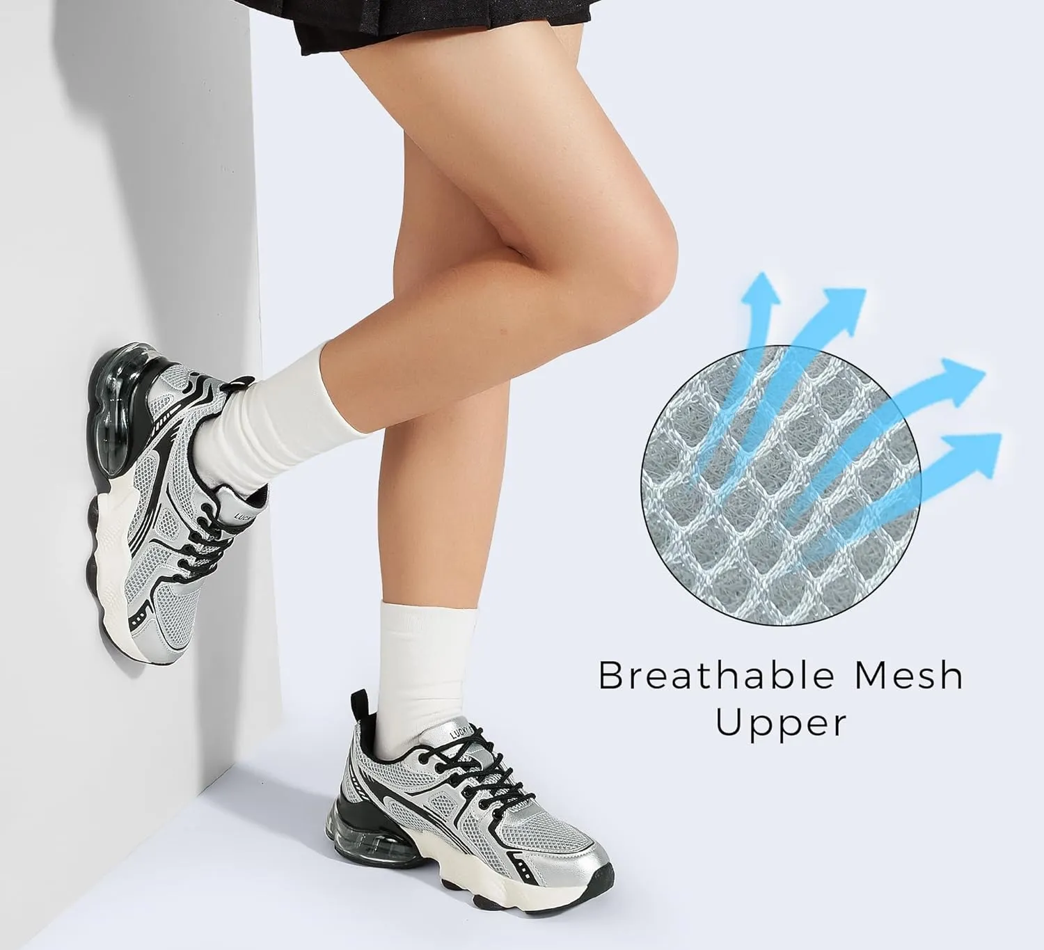 LUCKY STEP Women's Air Cushion Running Shoes Athletic Tennis Sneakers Lightweight Sports Mesh Gym Jogging Workout Walking Shoes
