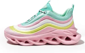 LUCKY STEP Women's Chunky Platform Tie Dye Rainbow Sneakers Tennis Running Fashion Shoes