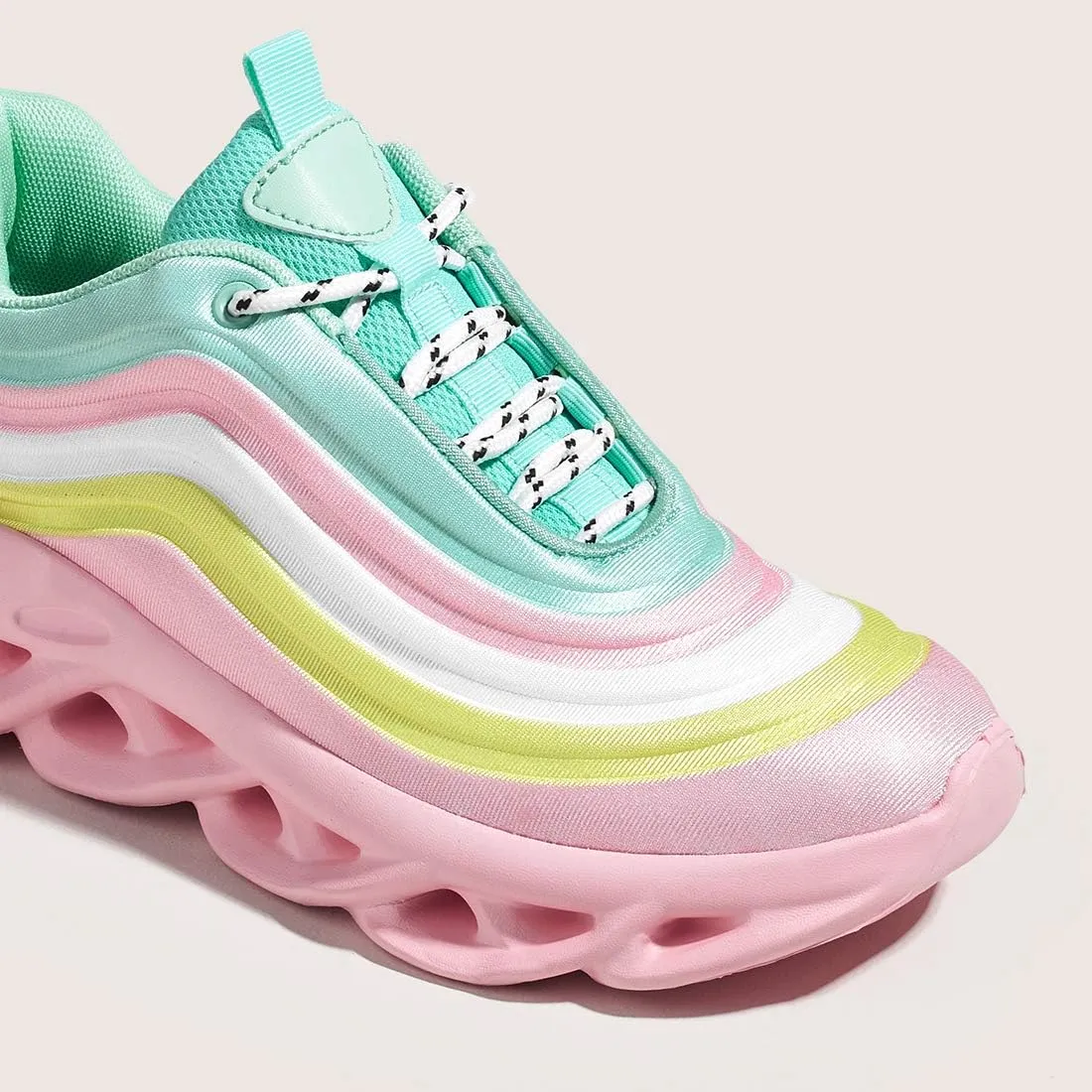 LUCKY STEP Women's Chunky Platform Tie Dye Rainbow Sneakers Tennis Running Fashion Shoes