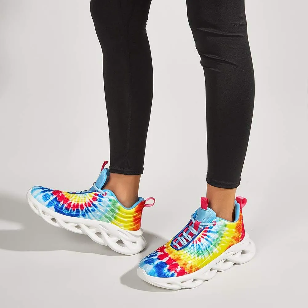 LUCKY STEP Women's Chunky Platform Tie Dye Rainbow Sneakers Tennis Running Fashion Shoes