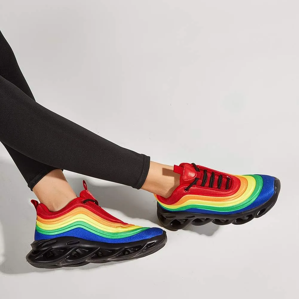 LUCKY STEP Women's Chunky Platform Tie Dye Rainbow Sneakers Tennis Running Fashion Shoes