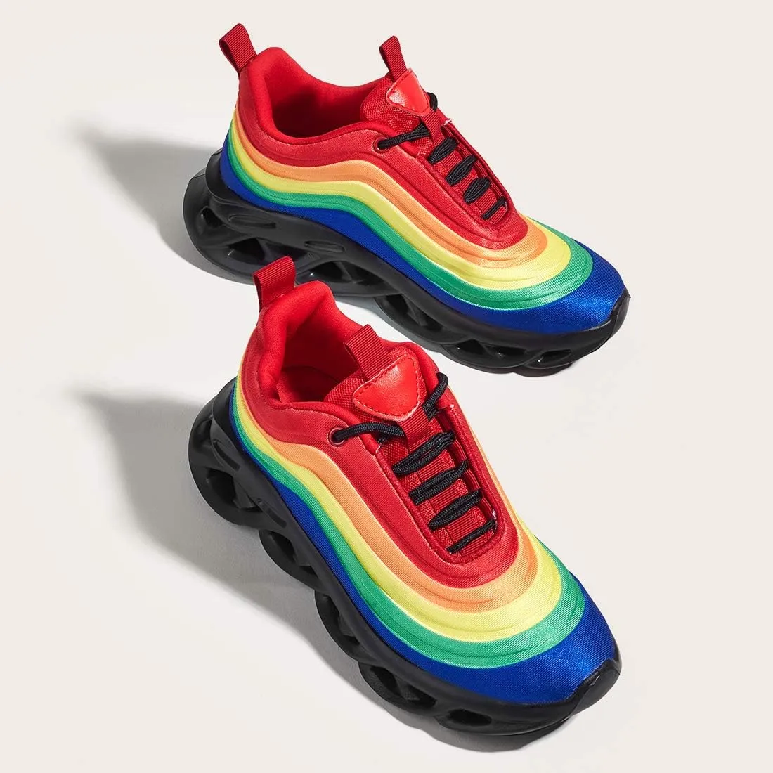 LUCKY STEP Women's Chunky Platform Tie Dye Rainbow Sneakers Tennis Running Fashion Shoes