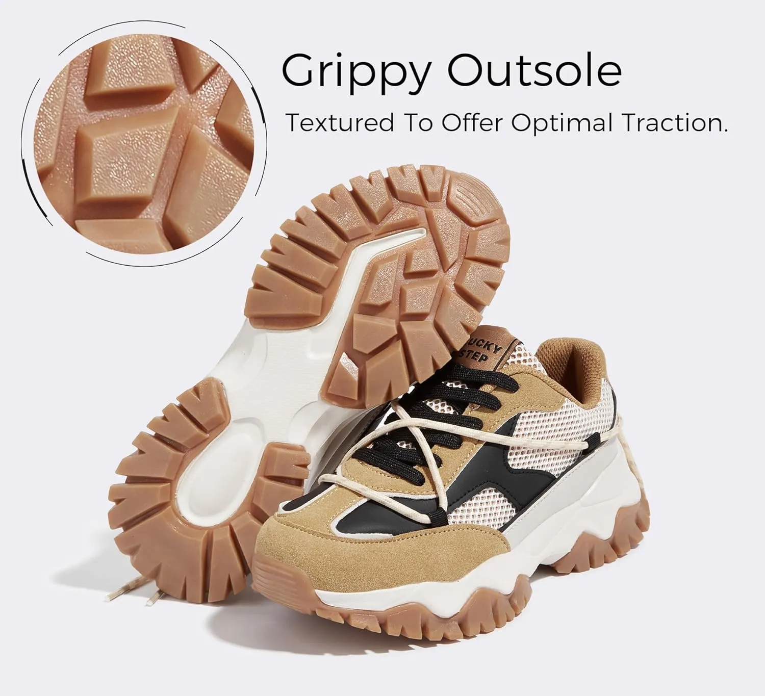 LUCKY STEP Women's Platform Colorful Fashion Sneakers Tennis Retro Colorblock Adjustable Lace Lifestyle Stylish Cute Chunky Dad Casual Walking Shoes
