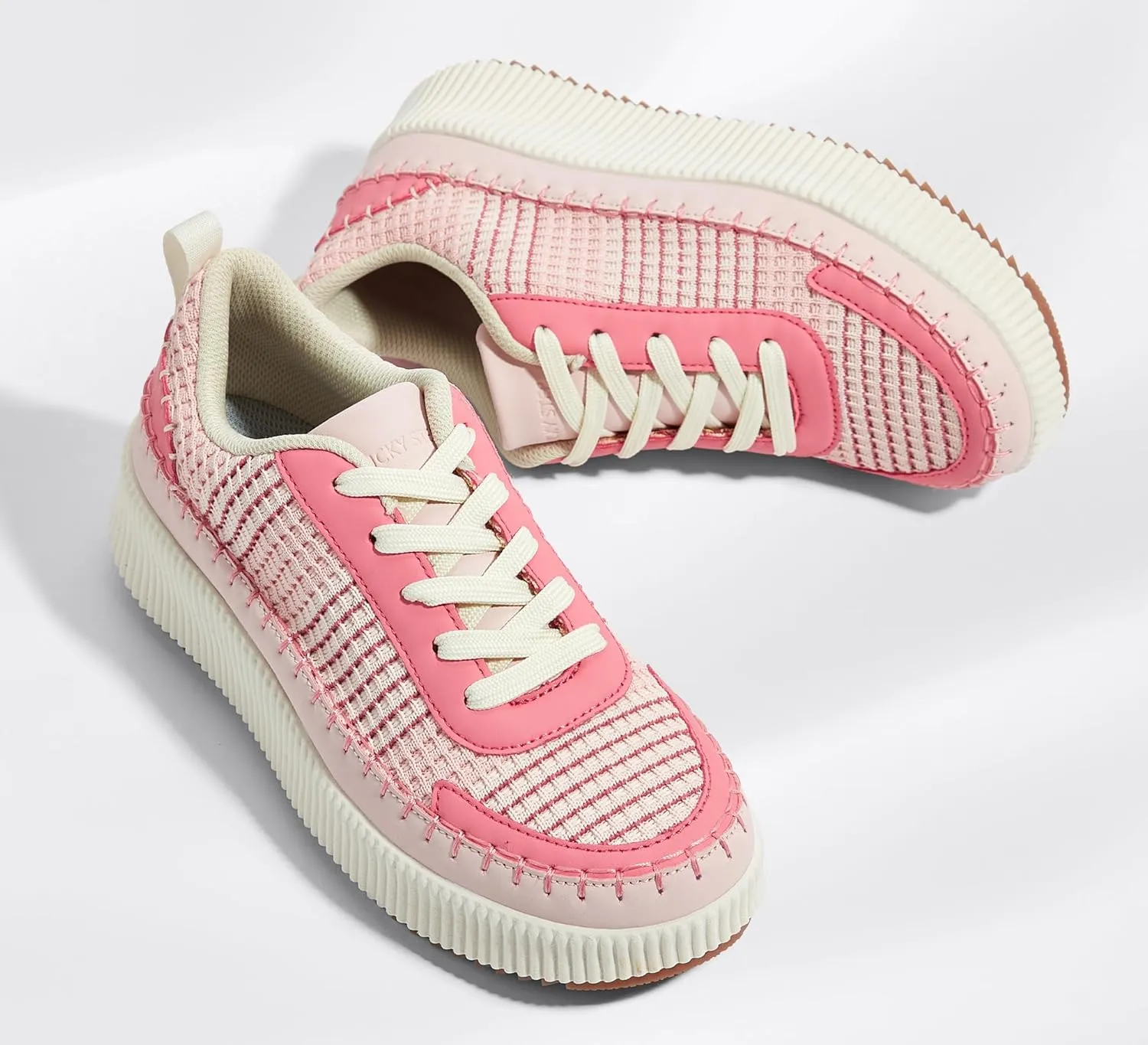 LUCKY STEP Women's Platform Sneakers Rhinestone Fashion Chunky Casual Sparkly Retro Braided Walking Shoes