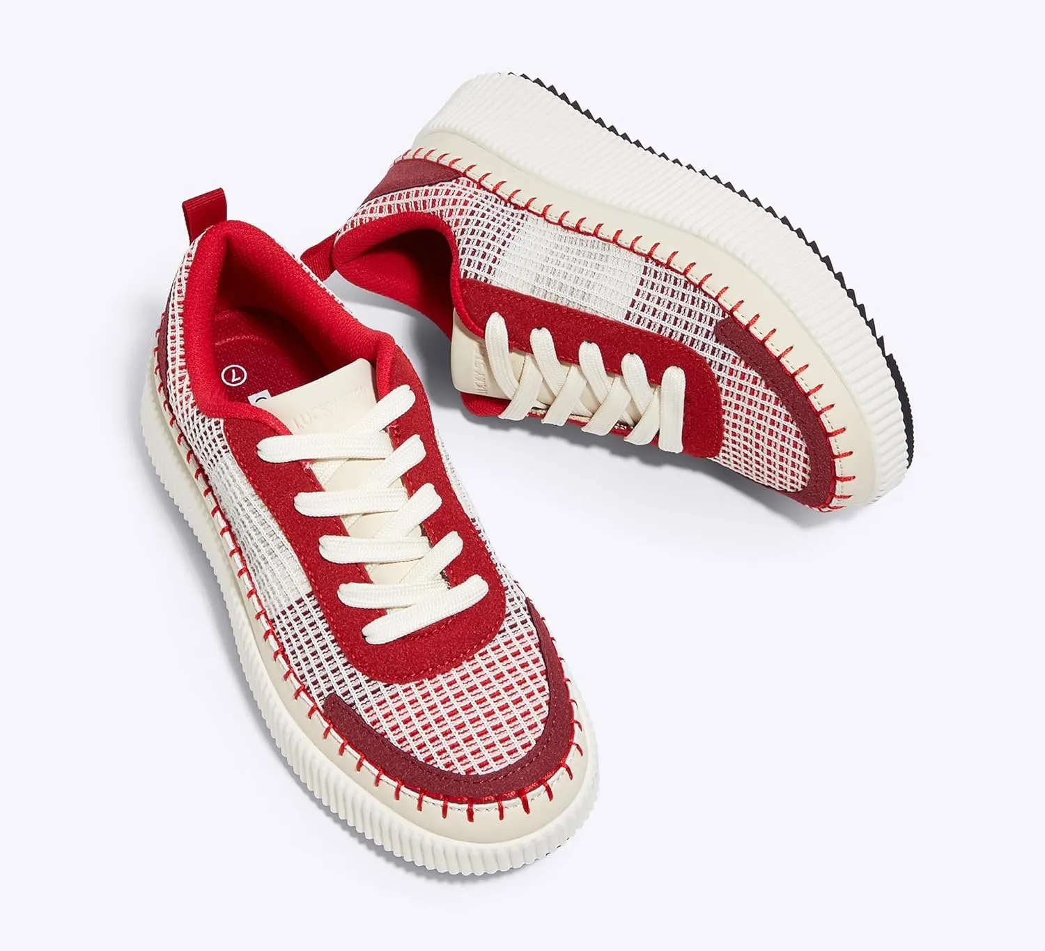 LUCKY STEP Women's Platform Sneakers Rhinestone Fashion Chunky Casual Sparkly Retro Braided Walking Shoes