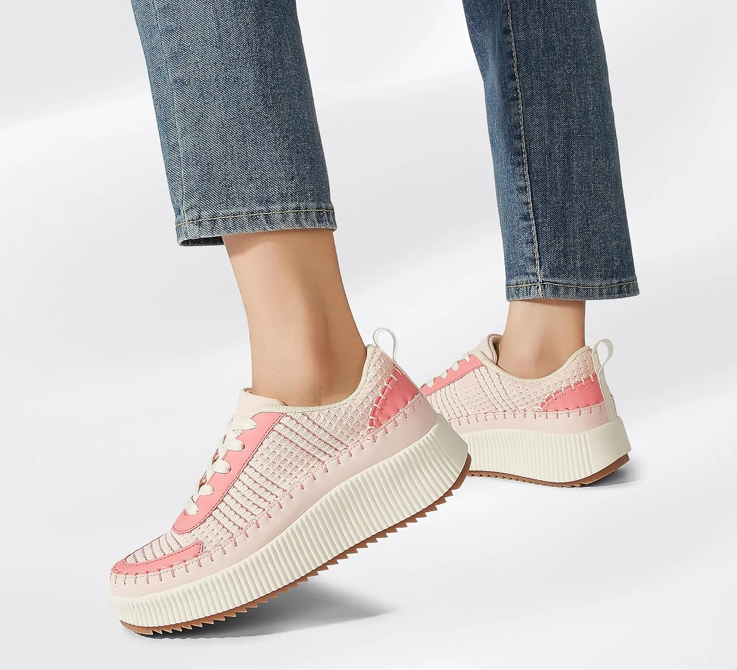 LUCKY STEP Women's Platform Sneakers Rhinestone Fashion Chunky Casual Sparkly Retro Braided Walking Shoes
