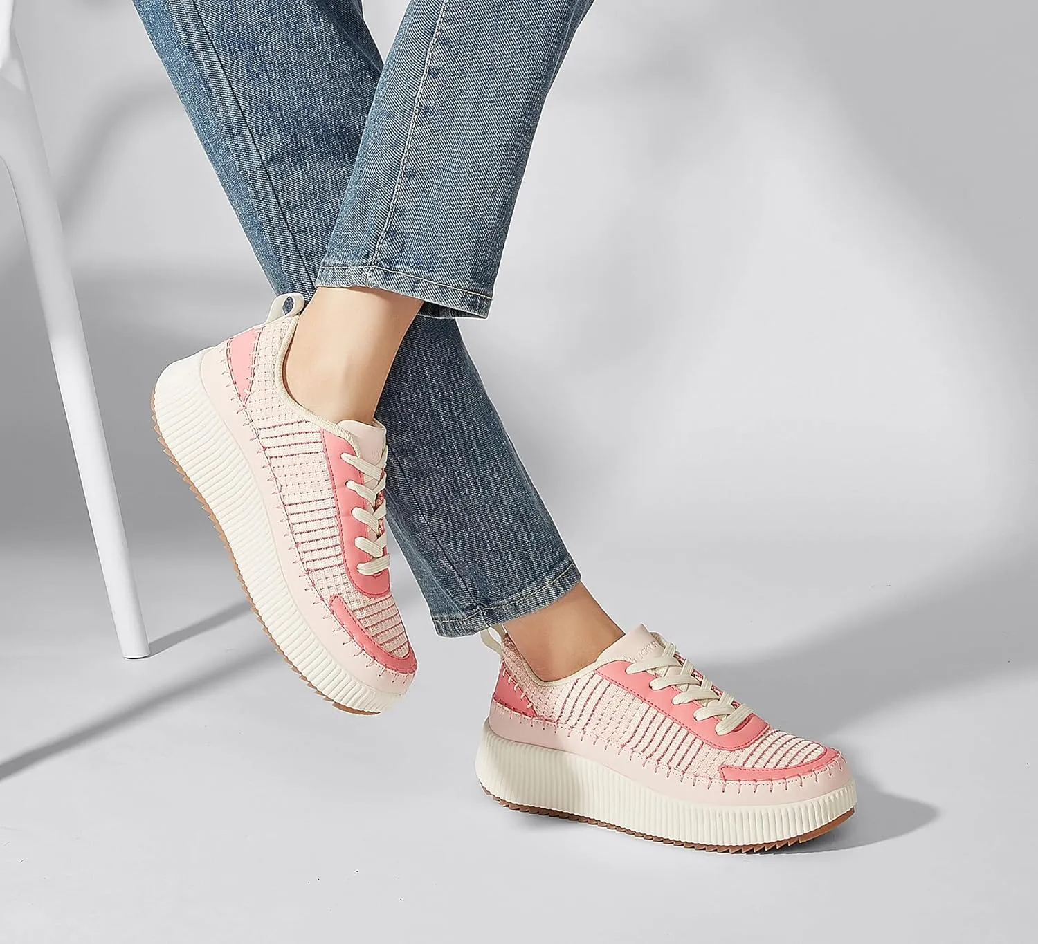 LUCKY STEP Women's Platform Sneakers Rhinestone Fashion Chunky Casual Sparkly Retro Braided Walking Shoes
