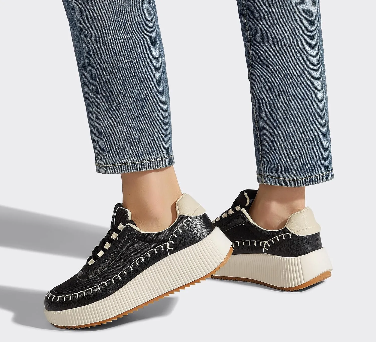 LUCKY STEP Women's Platform Sneakers Rhinestone Fashion Chunky Casual Sparkly Retro Braided Walking Shoes