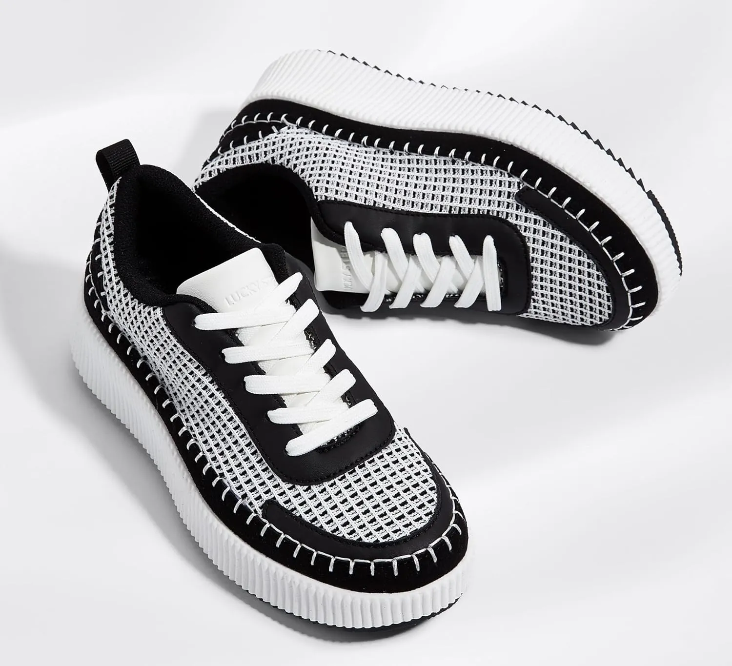 LUCKY STEP Women's Platform Sneakers Rhinestone Fashion Chunky Casual Sparkly Retro Braided Walking Shoes