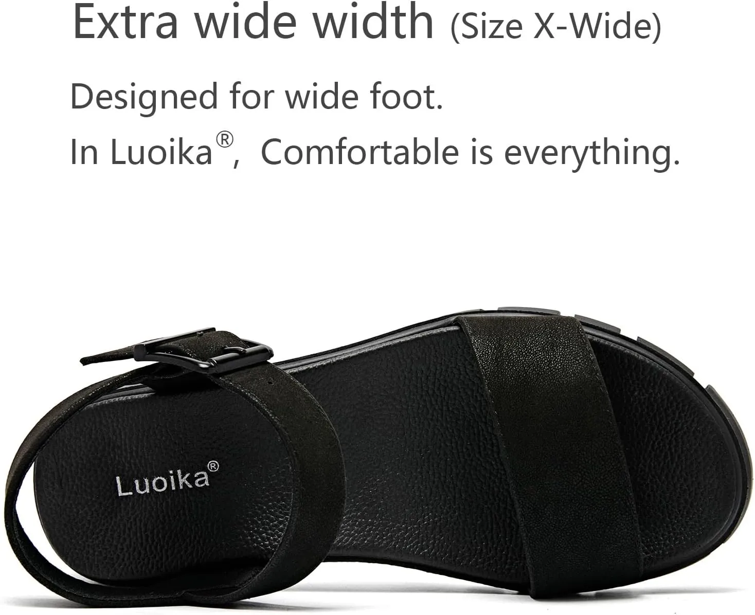 Luoika Women's Wide Width Pump Heel Sandals, Fashion Plateform Block Heel Open Toe Sandal with Adjustable Ankle Strap Women's Casual Summer Shoes.