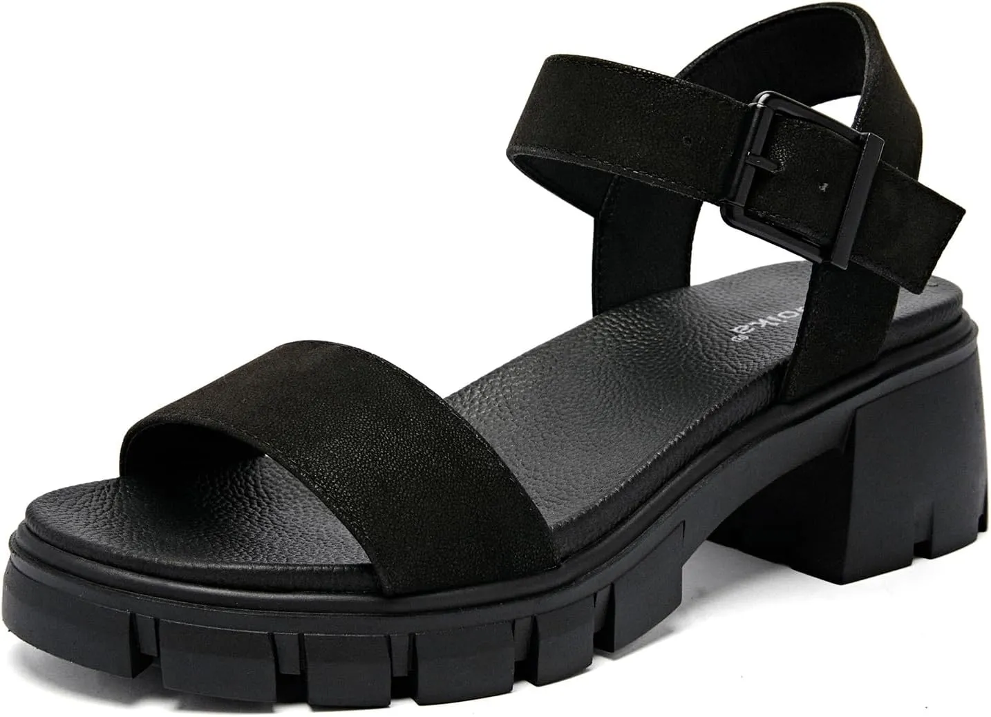 Luoika Women's Wide Width Pump Heel Sandals, Fashion Plateform Block Heel Open Toe Sandal with Adjustable Ankle Strap Women's Casual Summer Shoes.