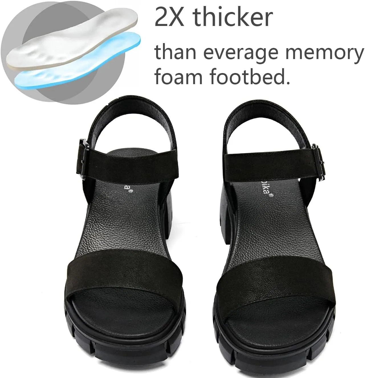 Luoika Women's Wide Width Pump Heel Sandals, Fashion Plateform Block Heel Open Toe Sandal with Adjustable Ankle Strap Women's Casual Summer Shoes.
