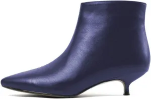 Lutalica W Women's Fashion Pointed Toe Matte Leather Zip Up Comfort Low Kitten Heel Dress Ankle Boots