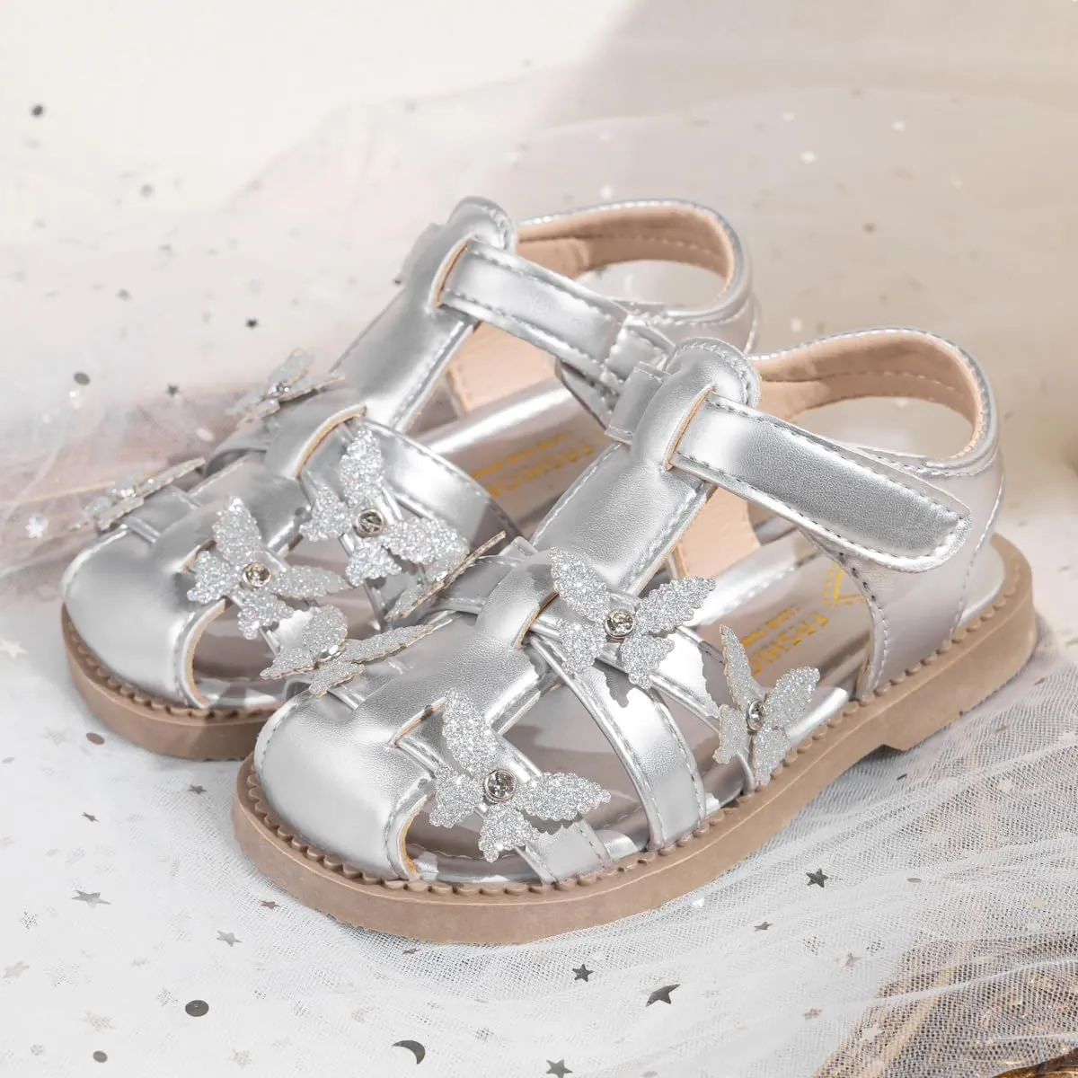Meckior Toddler Girls Sandals for Little Girls Wedding Dress Sandals Open Toe Non-Slip Summer Beach Pool Shoes (Toddler/Little Kid)