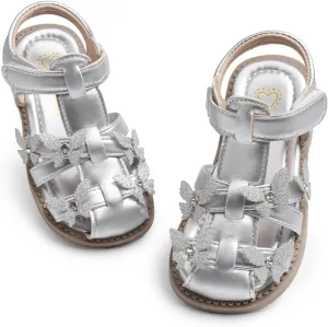 Meckior Toddler Girls Sandals for Little Girls Wedding Dress Sandals Open Toe Non-Slip Summer Beach Pool Shoes (Toddler/Little Kid)