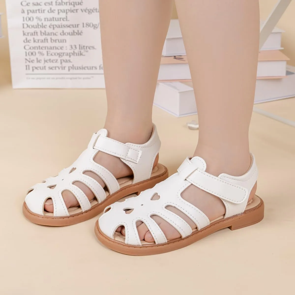 Meckior Toddler Girls Sandals for Little Girls Wedding Dress Sandals Open Toe Non-Slip Summer Beach Pool Shoes (Toddler/Little Kid)