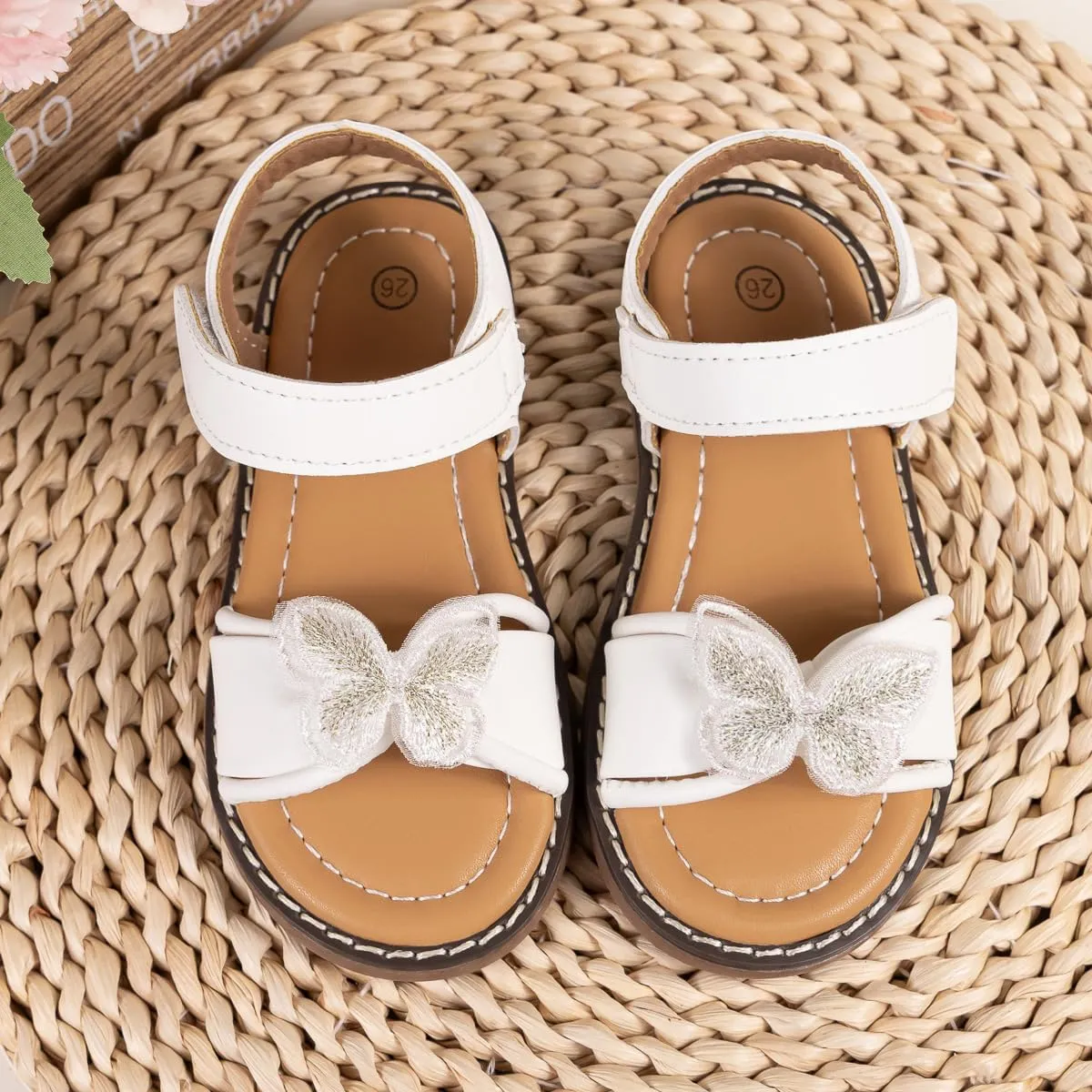 Meckior Toddler Girls Sandals for Little Girls Wedding Dress Sandals Open Toe Non-Slip Summer Beach Pool Shoes (Toddler/Little Kid)