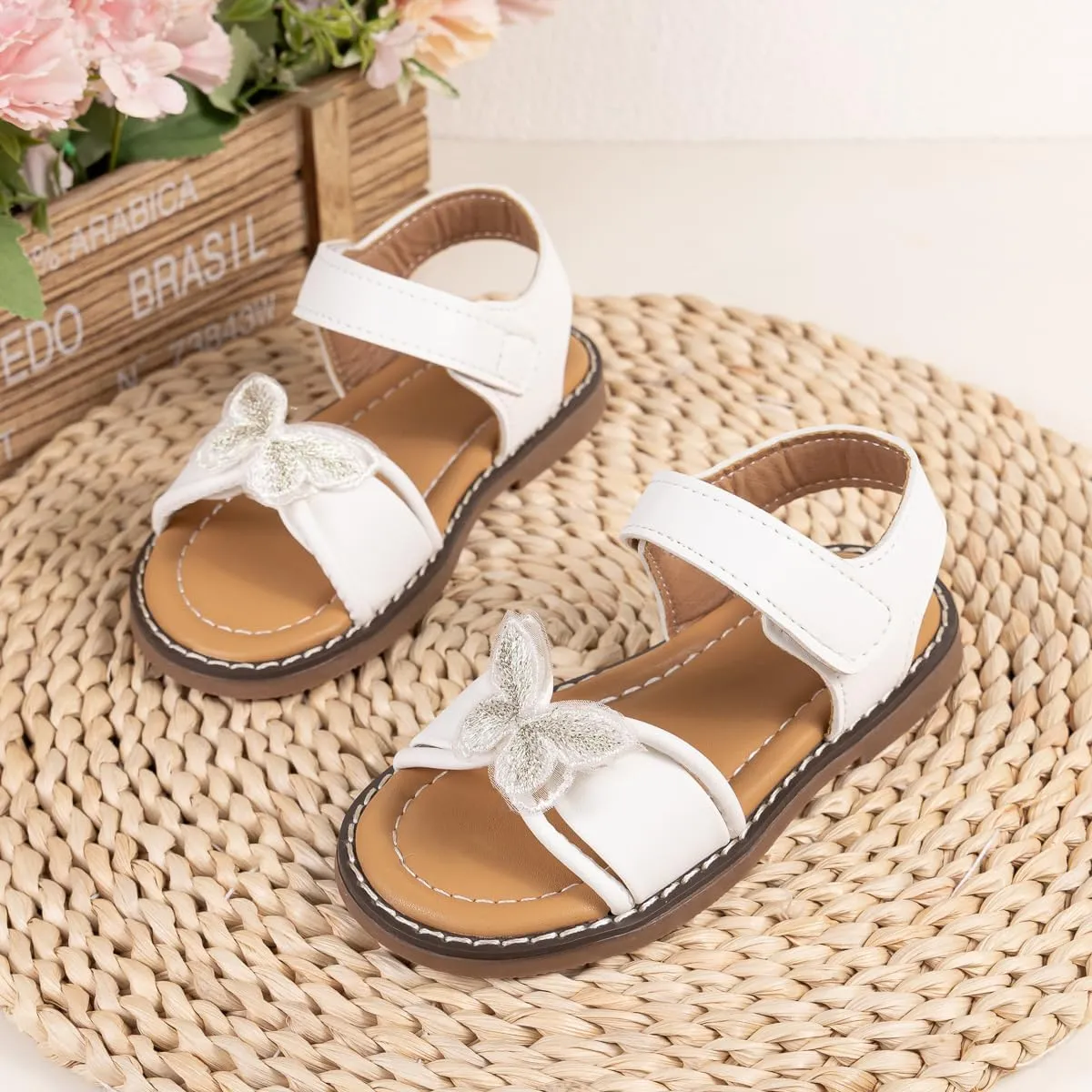 Meckior Toddler Girls Sandals for Little Girls Wedding Dress Sandals Open Toe Non-Slip Summer Beach Pool Shoes (Toddler/Little Kid)