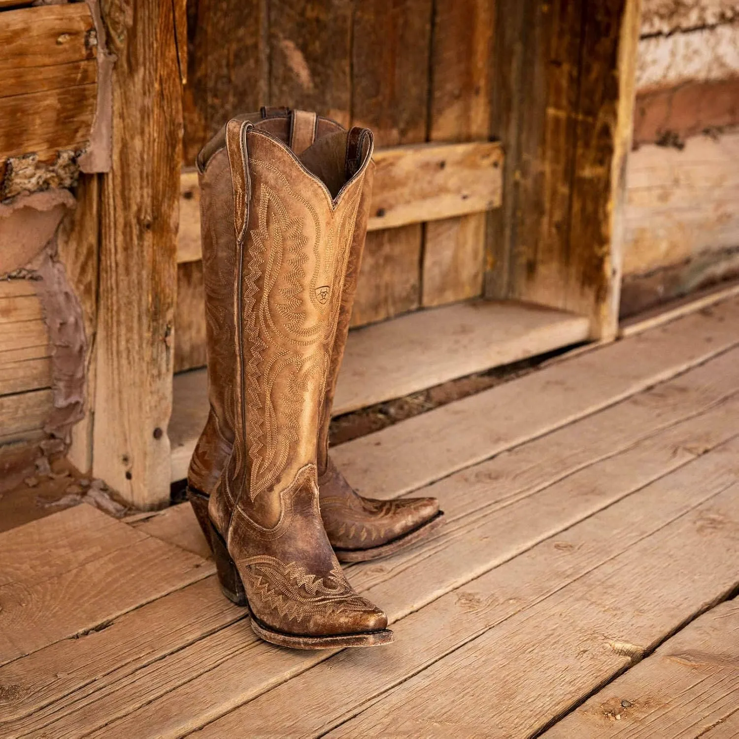 Meefit Cowboy Boots for Women Knee High Cowgirl Boots Pointed Toe Chunky Heel Western Retro Country Boots,Vintage Tall Boots