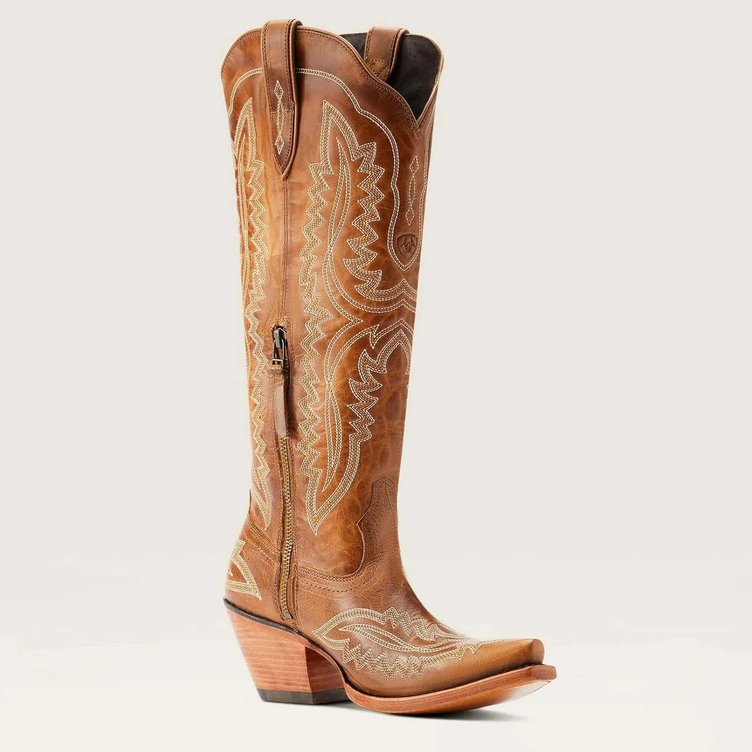 Meefit Cowboy Boots for Women Knee High Cowgirl Boots Pointed Toe Chunky Heel Western Retro Country Boots,Vintage Tall Boots