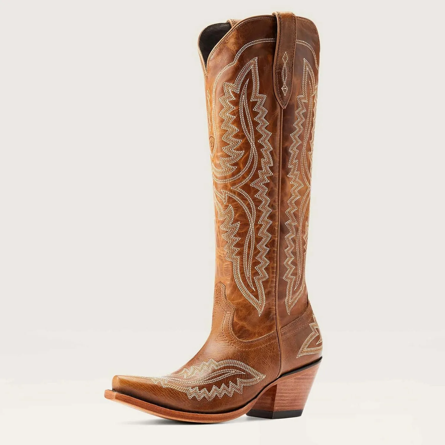 Meefit Cowboy Boots for Women Knee High Cowgirl Boots Pointed Toe Chunky Heel Western Retro Country Boots,Vintage Tall Boots