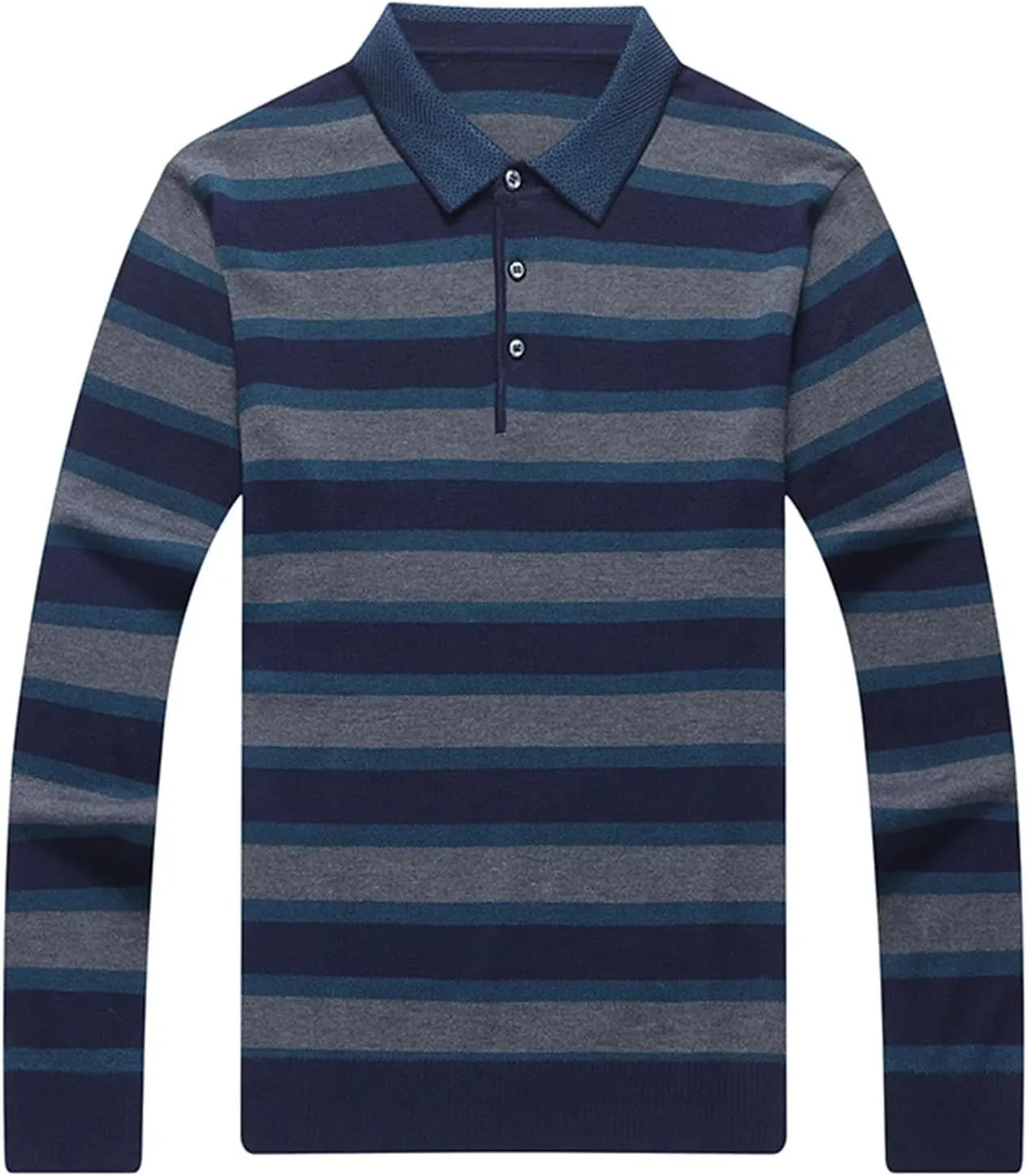 Men Fashion Designer Polo Shirt Neck Shirt Business Striped Casual Long Sleeve Tops Clothes