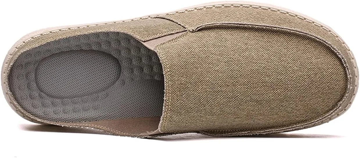 Mens Backless Slippers Canvas Mule Sneakers Breathable Slip on Driving Shoes