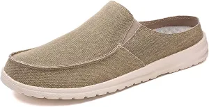 Mens Backless Slippers Canvas Mule Sneakers Breathable Slip on Driving Shoes