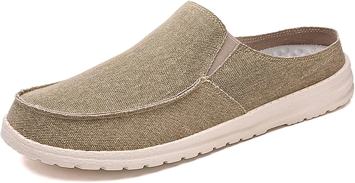 Mens Backless Slippers Canvas Mule Sneakers Breathable Slip on Driving Shoes