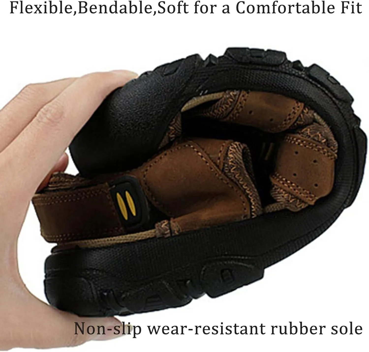 Men's Closed Toe Sport Sandals Fisherman Beach Sandals for Hiking Walking Fishing Driving Waterproof Summer Leather Shoes,6-12