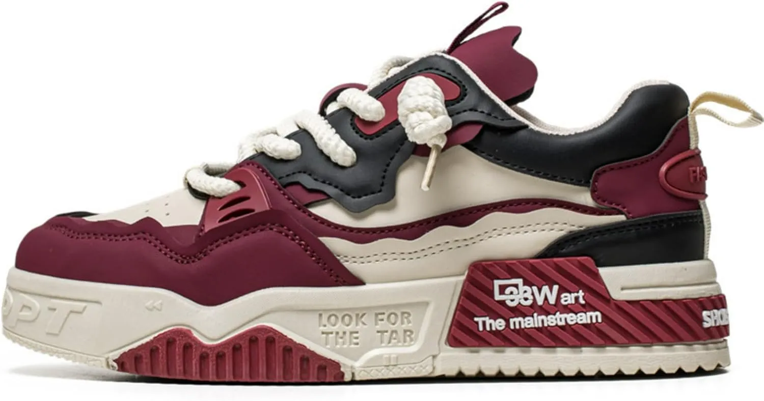 Men's Fashion 3.15" Inch Platform Sneakers Color Block Chunky Casual Athletic Non-Slip Walking Shoes for Men