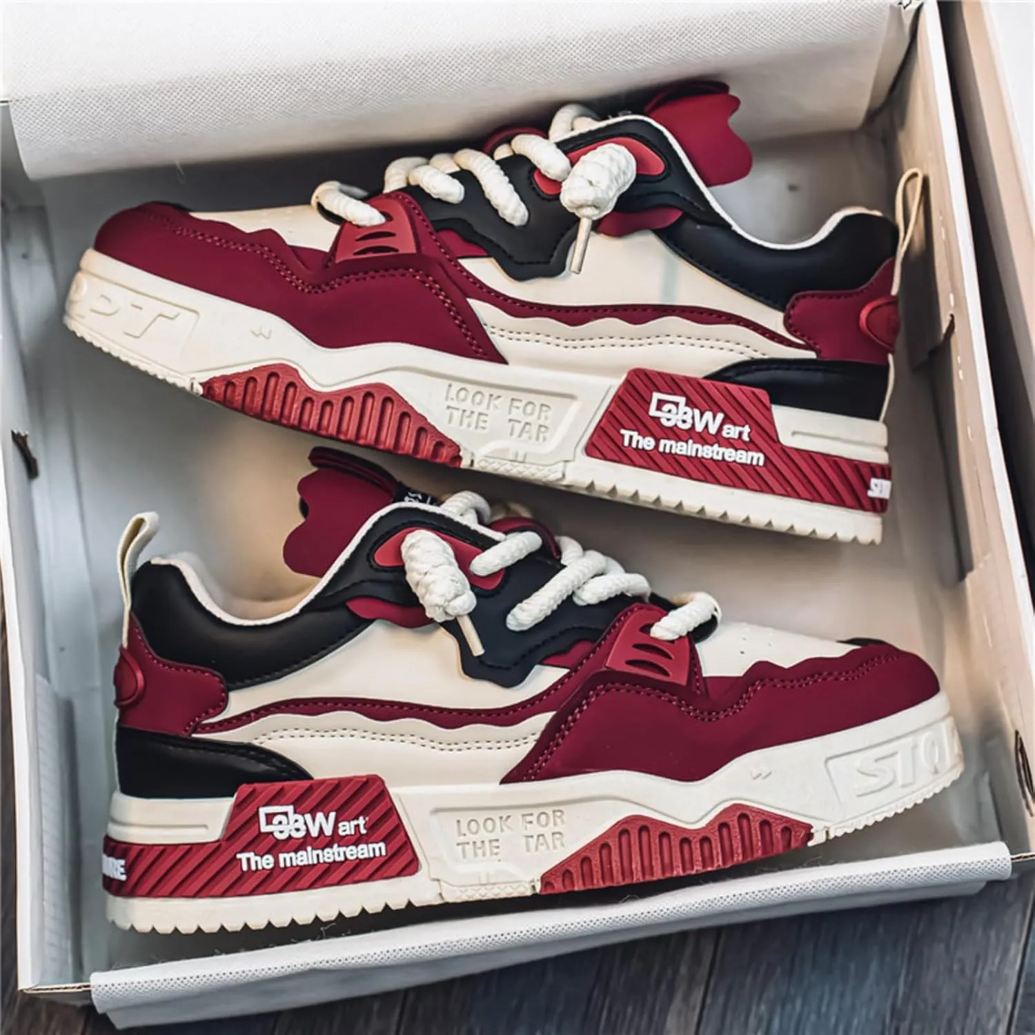Men's Fashion 3.15" Inch Platform Sneakers Color Block Chunky Casual Athletic Non-Slip Walking Shoes for Men