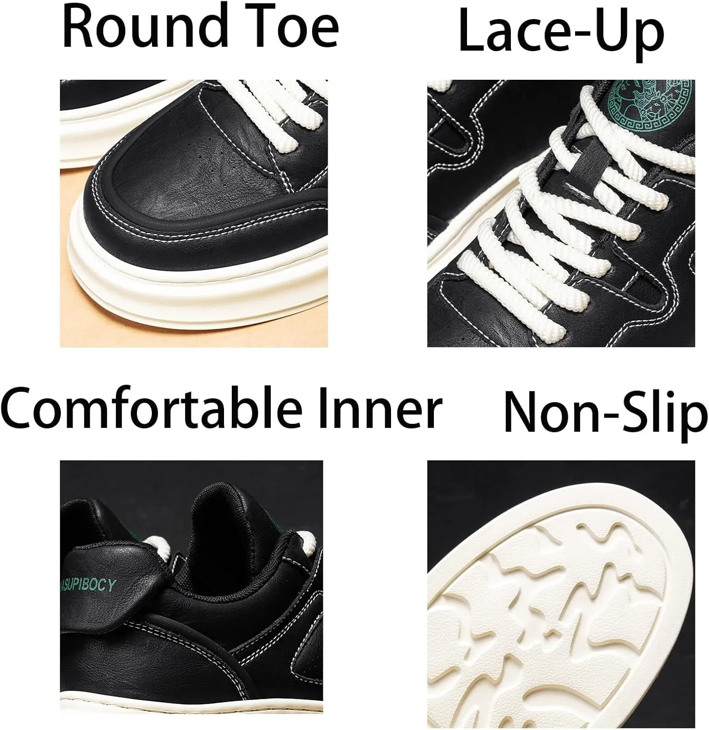Mens Fashion Lace-Up Platform Sneakers Round Toe Low-Top Non Slip Casual Chunky Shoes for Gym Sports Tennis Jogging Running Walking