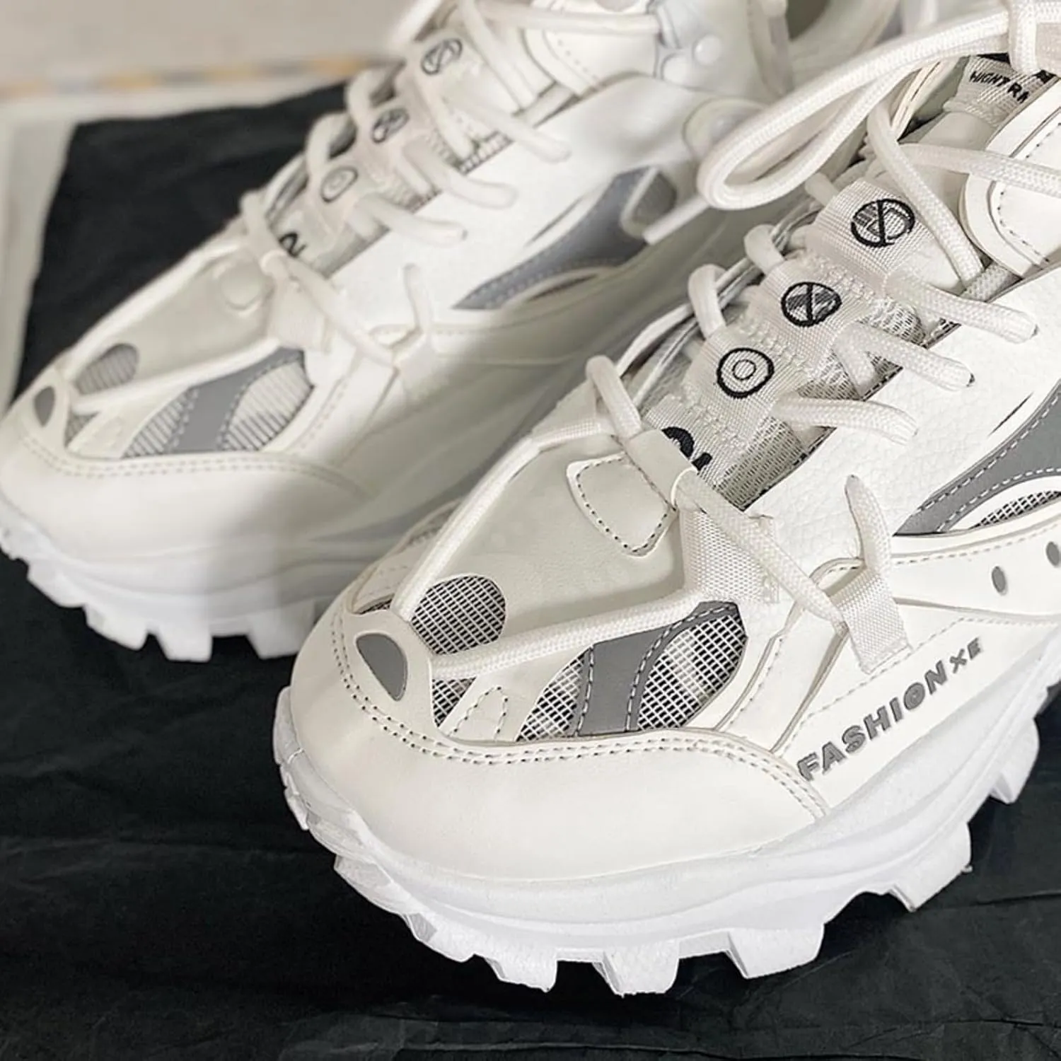 Men's Fashion Leather High Top Lace Up Chunky Platform Sneakers Casual Non Slip Round Toe Driving Walking Jogging Tennis Training Shoes