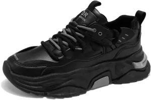 Men's Fashionable Chunky Sneakers - Breathable Mesh & Leather Upper, Trendy Design for Casual Wear
