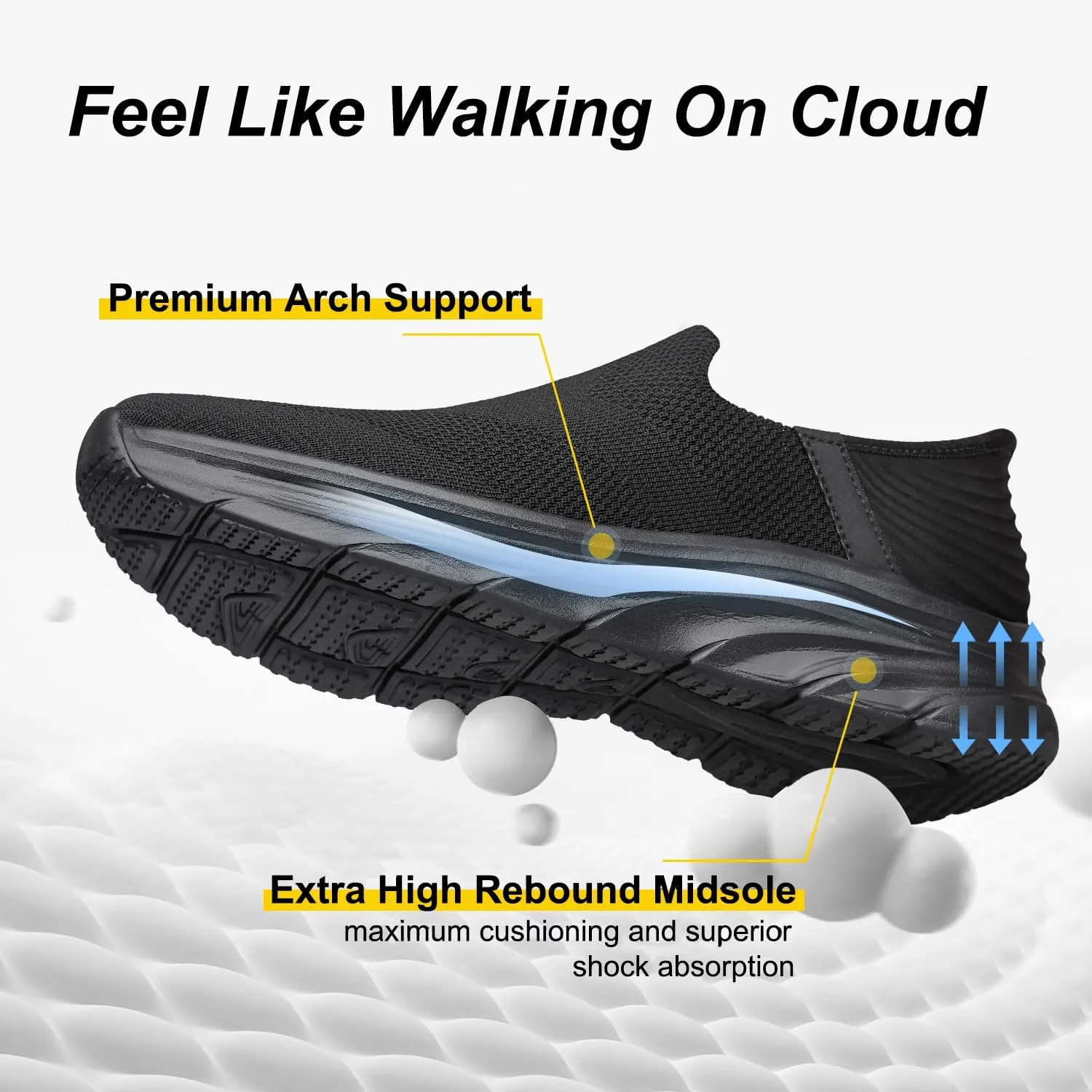 Men's Hands Free Slip on Walking Shoes Lightweight Comfortable Tennis Casual Non Slip Workout Sneakers Loafers